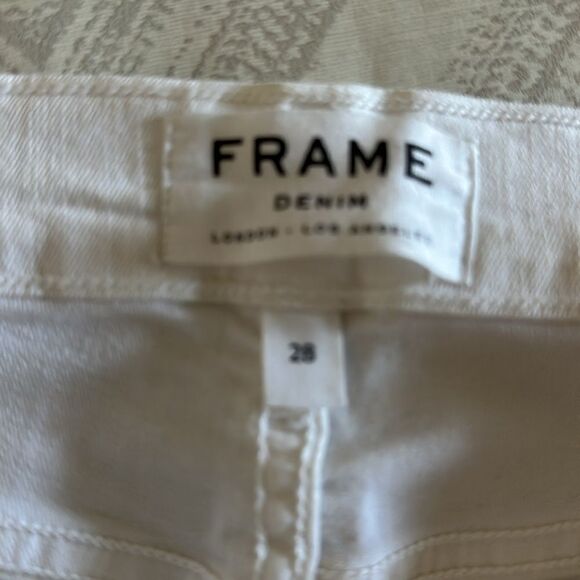 FRAME Denim Women’s Le Skinny de Jeanne White Stretch Ripped Jeans - Size 28 - Picture 5 of 9